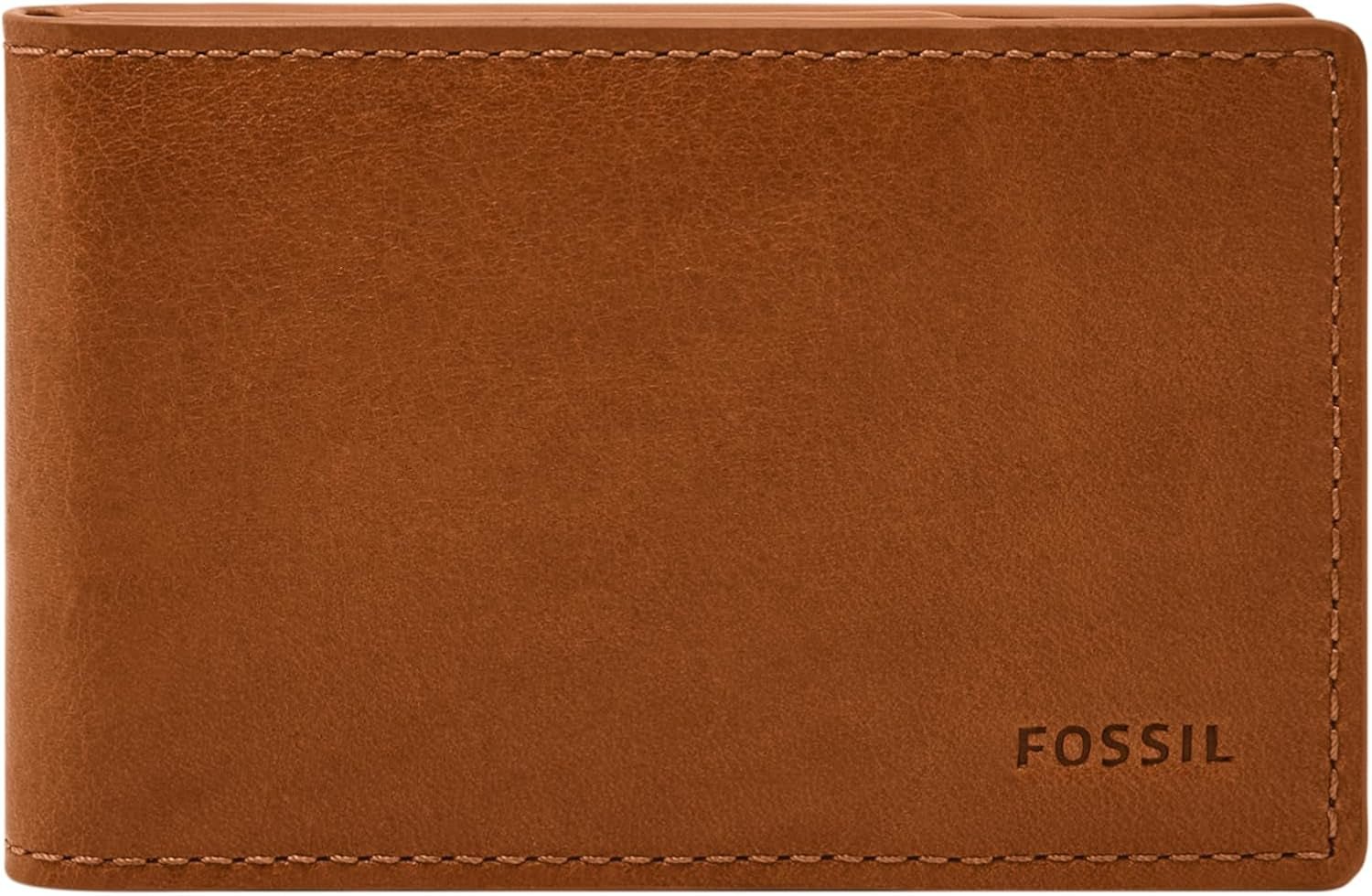 Fossil Andrew lederen tweevoudige portemonnee voor heren, 11,5 cm L x 1,9 cm B x 7,7 cm H Herenportemonnee Naty Shop Saddle