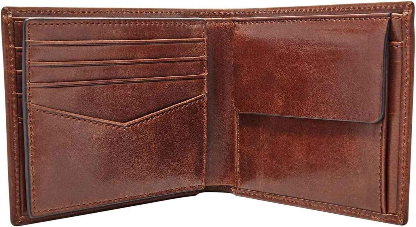Fossil Ryan Leren Bifold-portemonnee voor heren, 11,43 cm L x 2,54 cm B x 9,525 cm H Portemonnee voor heren Naty Shop