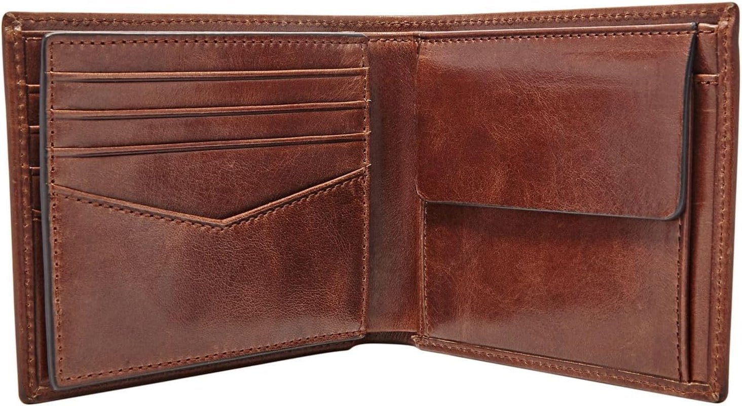 Fossil Ryan Leren Bifold-portemonnee voor heren, 11,43 cm L x 2,54 cm B x 9,525 cm H Portemonnee voor heren Naty Shop