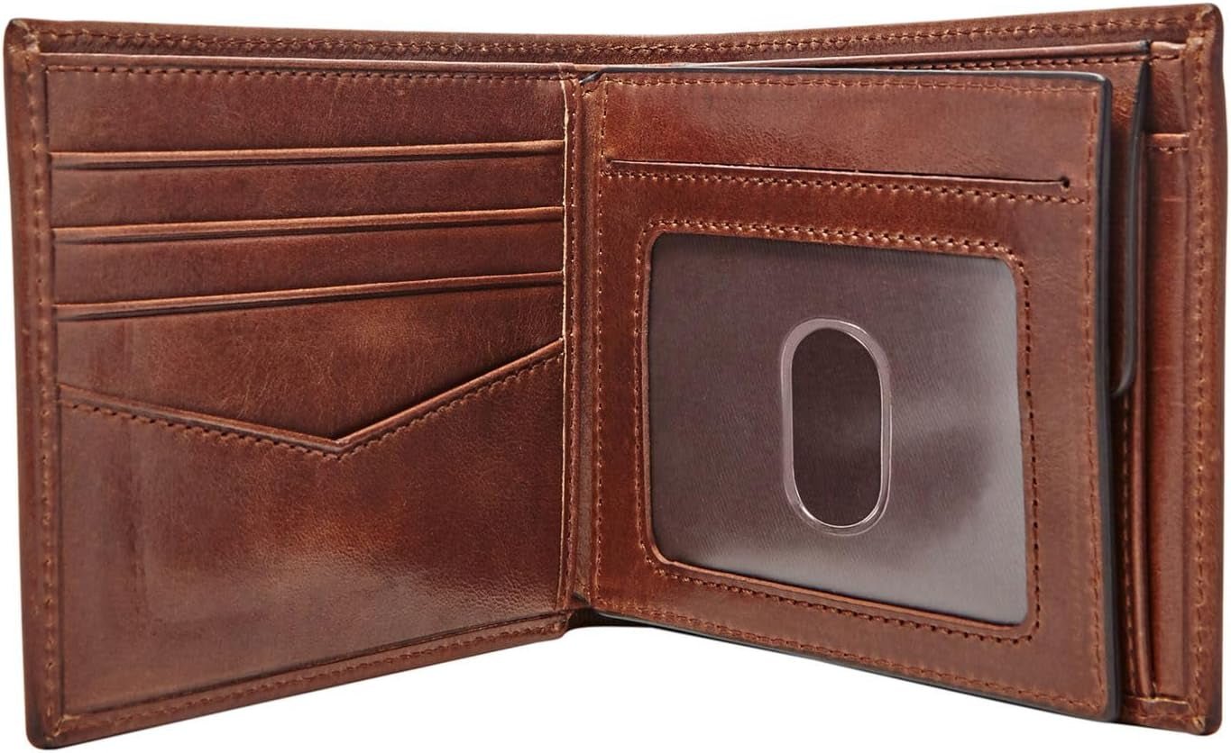 Fossil Ryan Leren Bifold-portemonnee voor heren, 11,43 cm L x 2,54 cm B x 9,525 cm H Portemonnee voor heren Naty Shop