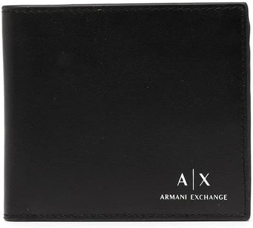 Armani Exchange A|X-logo-portemonnee van glad leer, zwarte Naty Shop-portemonnee voor heren, standaardtitel