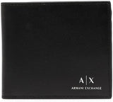 Armani Exchange A|X-logo-portemonnee van glad leer, zwarte Naty Shop-portemonnee voor heren, standaardtitel