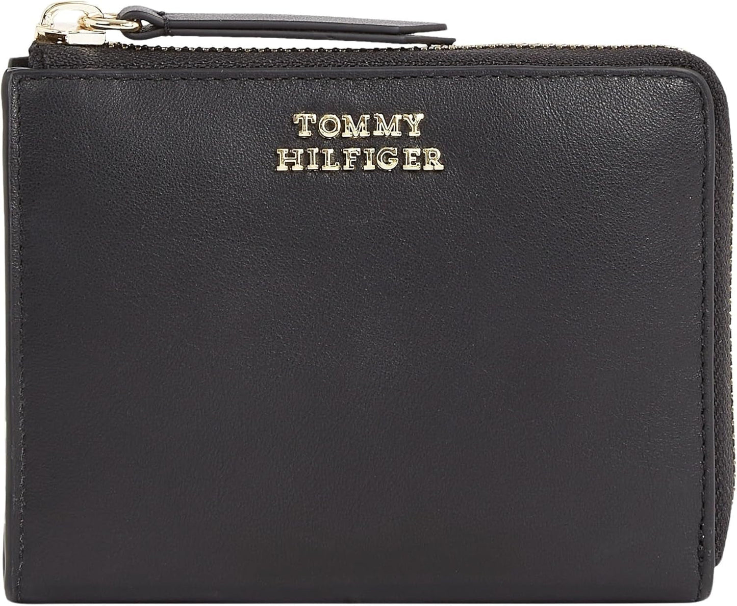 Damesportemonnee Tommy Hilfiger HILFIGER LEATHER MED ZA, zwart (zwart), OS Damesportemonnee Naty Shop Standaard titel