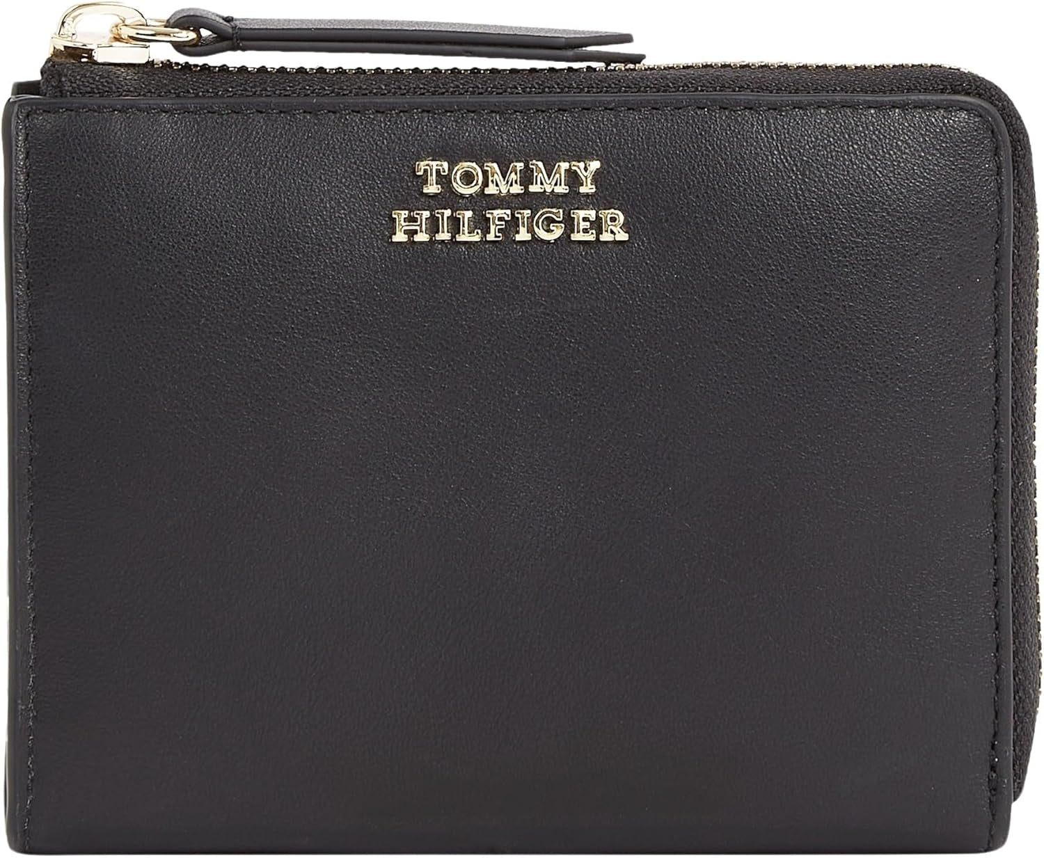 Damesportemonnee Tommy Hilfiger HILFIGER LEATHER MED ZA, zwart (zwart), OS Damesportemonnee Naty Shop Standaard titel
