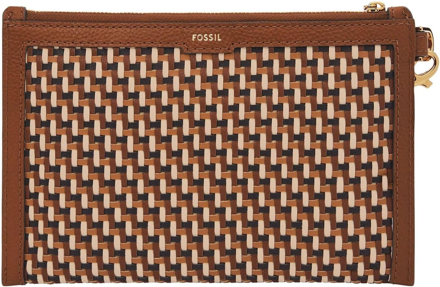 Fossil Leren of Polyester Damesportemonnee Damesportemonnee Naty Shop Bruin en Goud