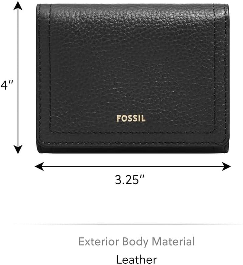 Fossil Logan drievoudige portemonnee voor dames, zwart Naty Shop damesportemonnee