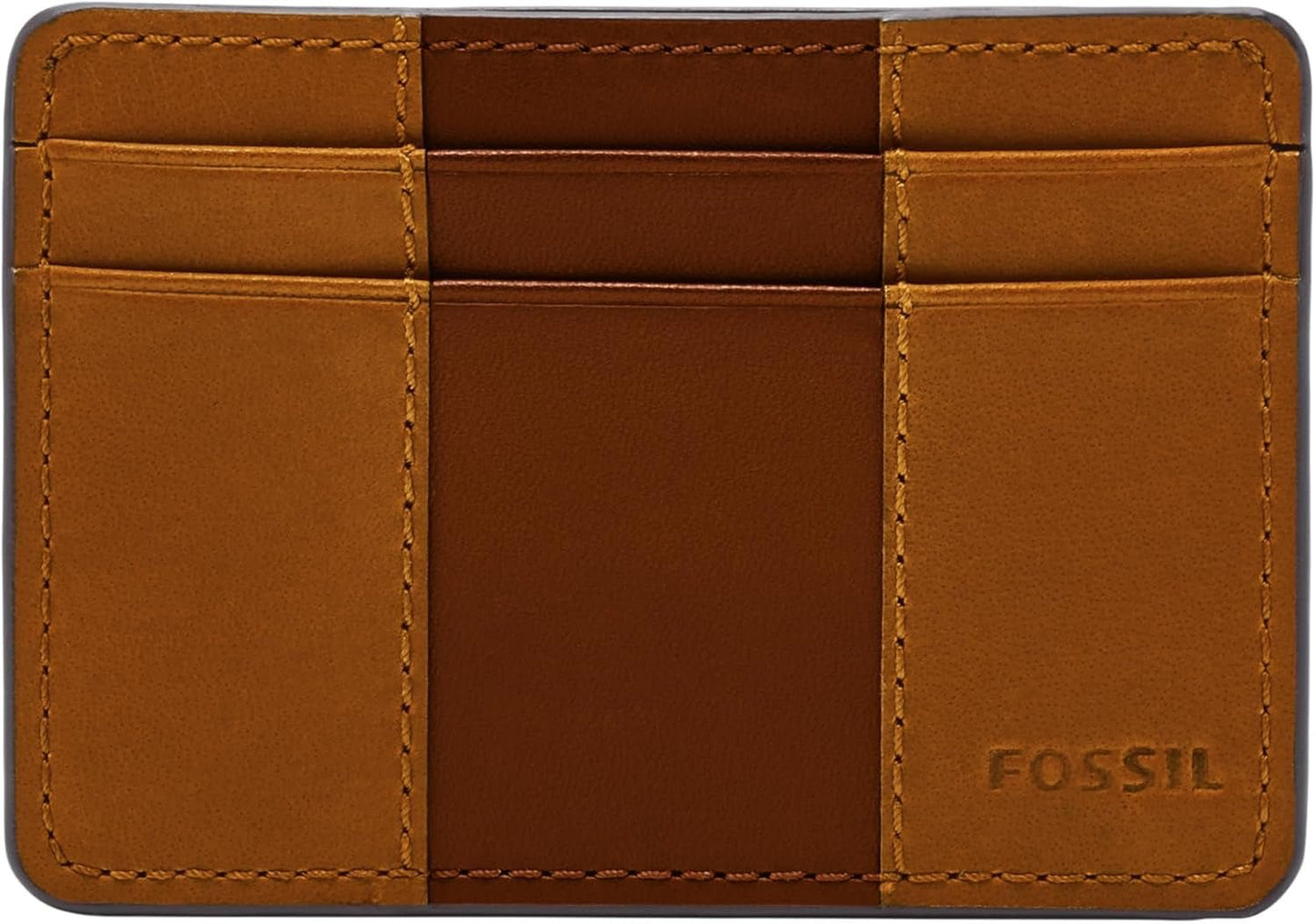 Fossil Everett-portemonnee voor heren, leer/PVC, middelbruin, kaarthouders, 10,2 cm L x 0,6 cm B x 7,0 cm H ML4398210 Naty Shop herenportemonnee bruin