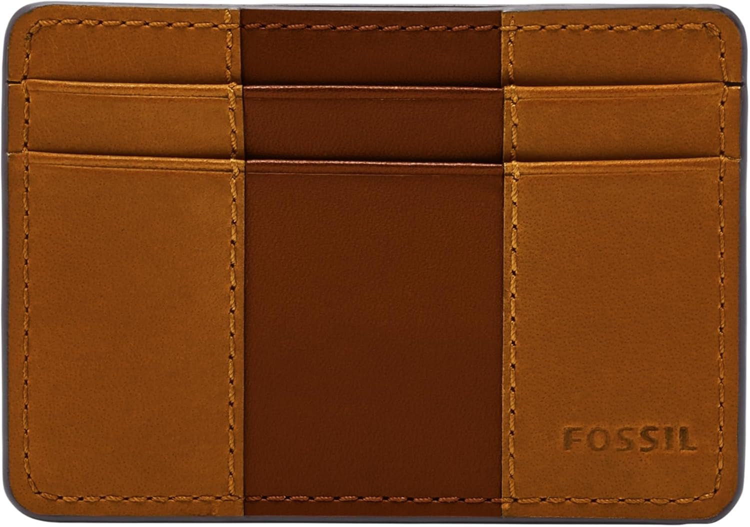 Fossil Everett-portemonnee voor heren, leer/PVC, middelbruin, kaarthouders, 10,2 cm L x 0,6 cm B x 7,0 cm H ML4398210 Naty Shop herenportemonnee bruin