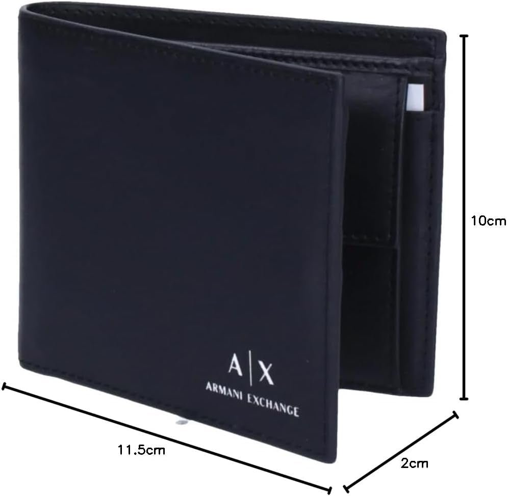 Armani Exchange Essential-portemonnee voor heren, eenvoudige logoprint, zwarte herenportemonnee Naty Shop