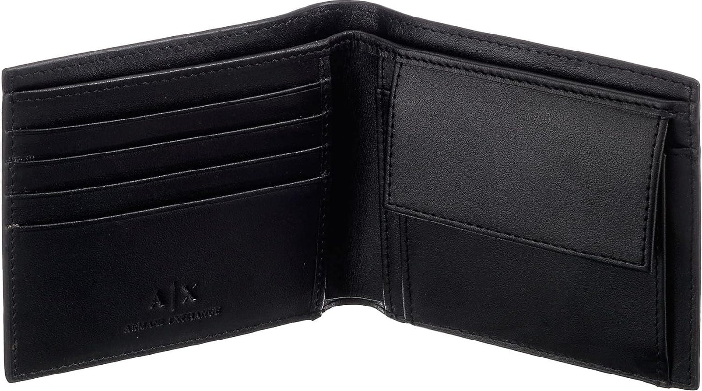 Armani Exchange Essential-portemonnee voor heren, eenvoudige logoprint, zwarte herenportemonnee Naty Shop