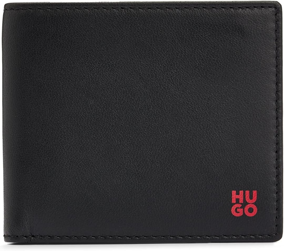 HUGO Herenportemonnee Tibby 8cc Nappaleer Zwart Logo Stck Herenportemonnee Naty Shop Standaardtitel