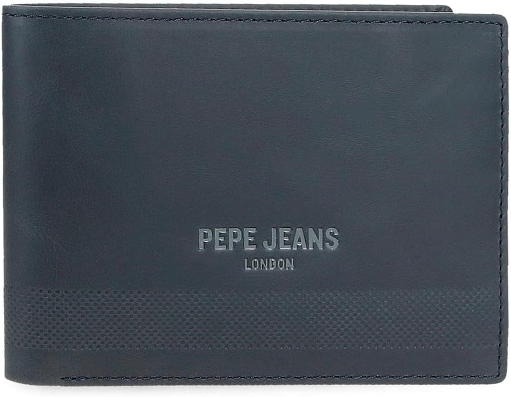 Pepe Jeans Herenportemonnee Blauw 11,5 x 8 x 1 cm Lederen RFID-beschermde portemonnee met muntvak Herenportemonnee Naty Shop Standaardtitel