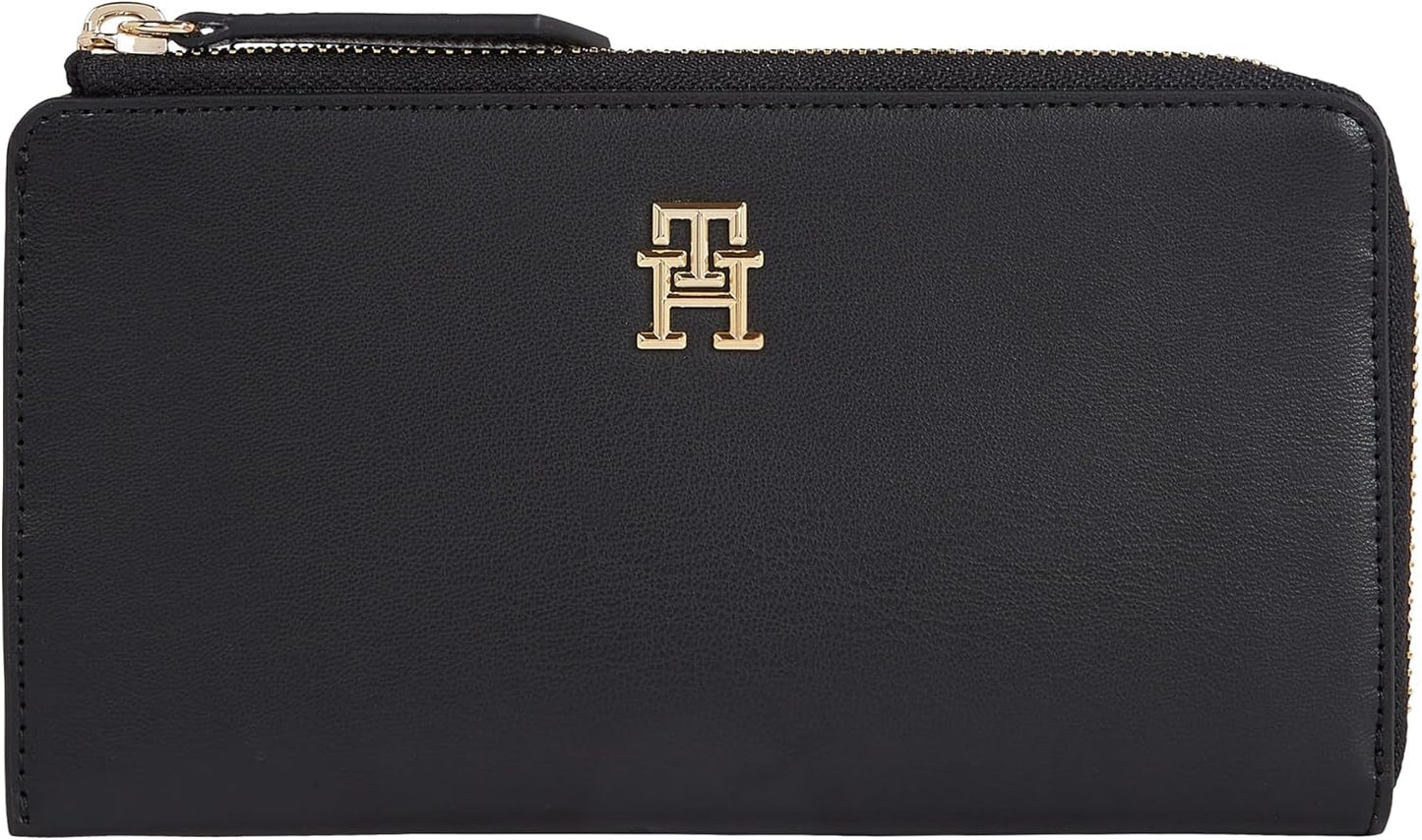 Portemonnee voor dames Tommy Hilfiger Slim Large, zwart (zwart), Onesize Damesportemonnee Naty Shop Standaard titel