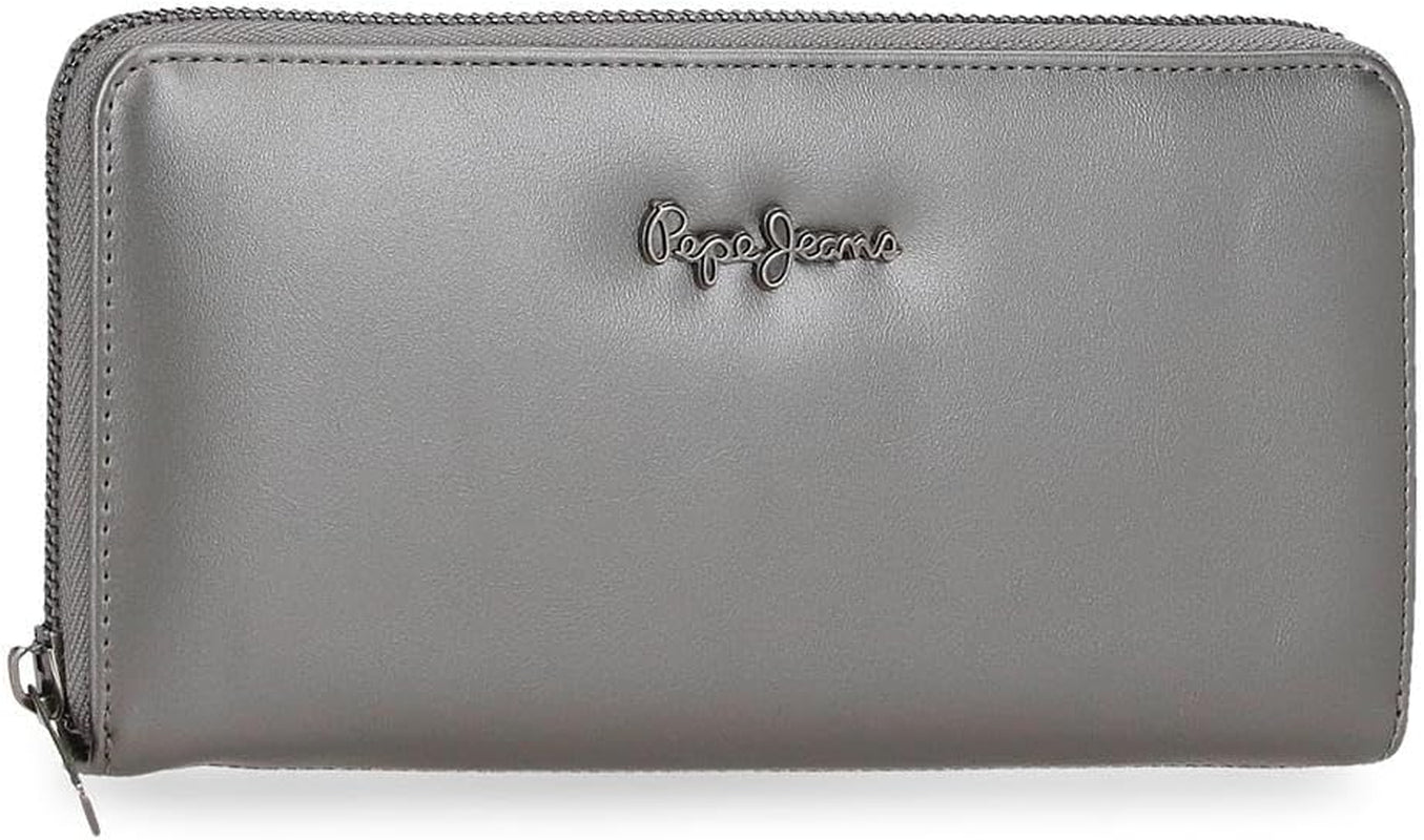 Pepe Jeans Ruby portemonnee, portemonnee, portemonnee, gemaakt van polyester met kunstleren details. Vakken, ritssluitingen. Van Joumma Bags Damesportemonnee Naty Shop Antraciet Ruby Portemonnee