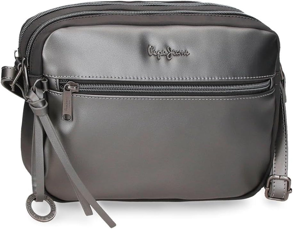 Pepe Jeans Ruby portemonnee, portemonnee, portemonnee, gemaakt van polyester met kunstleren details. Vakken, ritssluitingen. Van Joumma Bags Damesportemonnee Naty Shop Antraciet dubbele schoudertas