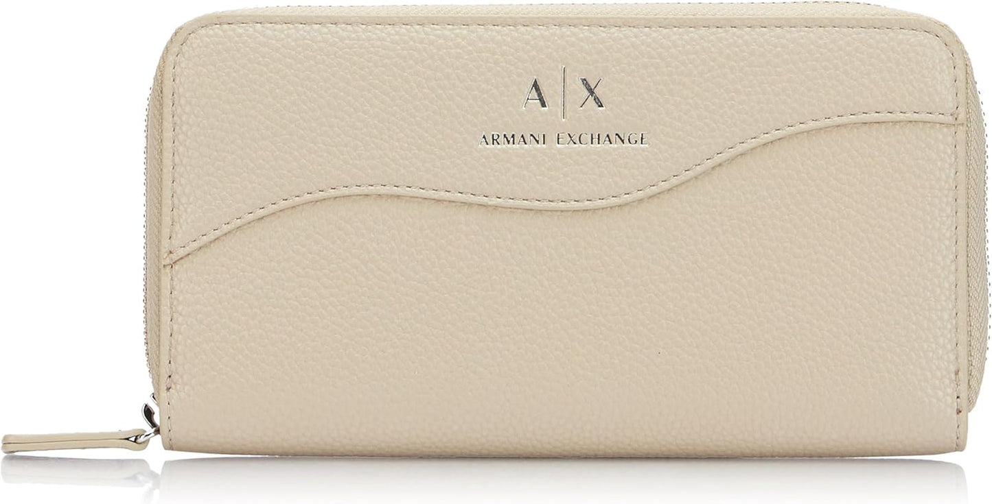 Armani Exchange Essential Wave Pisco damesportemonnee met zilveren print en gevouwen logo Naty Shop damesportemonnee Standaardtitel