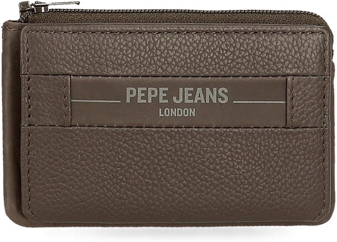 Pepe Jeans Checkbox Koeienhuid Portemonnees Zwart Bruin Blauw Grijs Herenportemonnee Naty Shop Bruin Kaarthouder