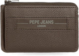 Pepe Jeans Checkbox Koeienhuid Portemonnees Zwart Bruin Blauw Grijs Herenportemonnee Naty Shop Bruin Kaarthouder
