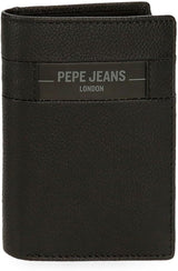 Pepe Jeans Checkbox Zwart Bruin Blauw Grijs Koeienhuid Portemonnees Herenportemonnee Naty Shop Zwarte verticale portemonnee
