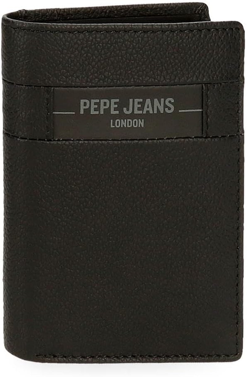 Pepe Jeans Checkbox Zwart Bruin Blauw Grijs Koeienhuid Portemonnees Herenportemonnee Naty Shop Zwarte verticale portemonnee