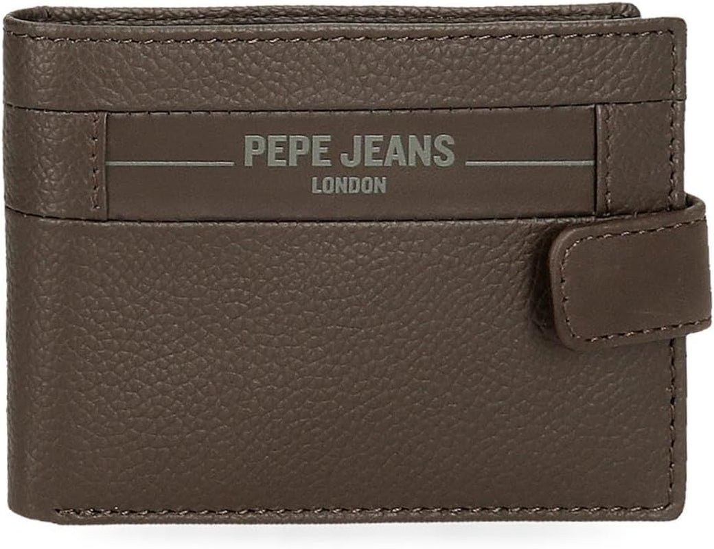 Pepe Jeans Checkbox Koeienhuid Portemonnees Zwart Bruin Blauw Grijs Herenportemonnee Naty Shop Bruin Horizontale Portemonnee