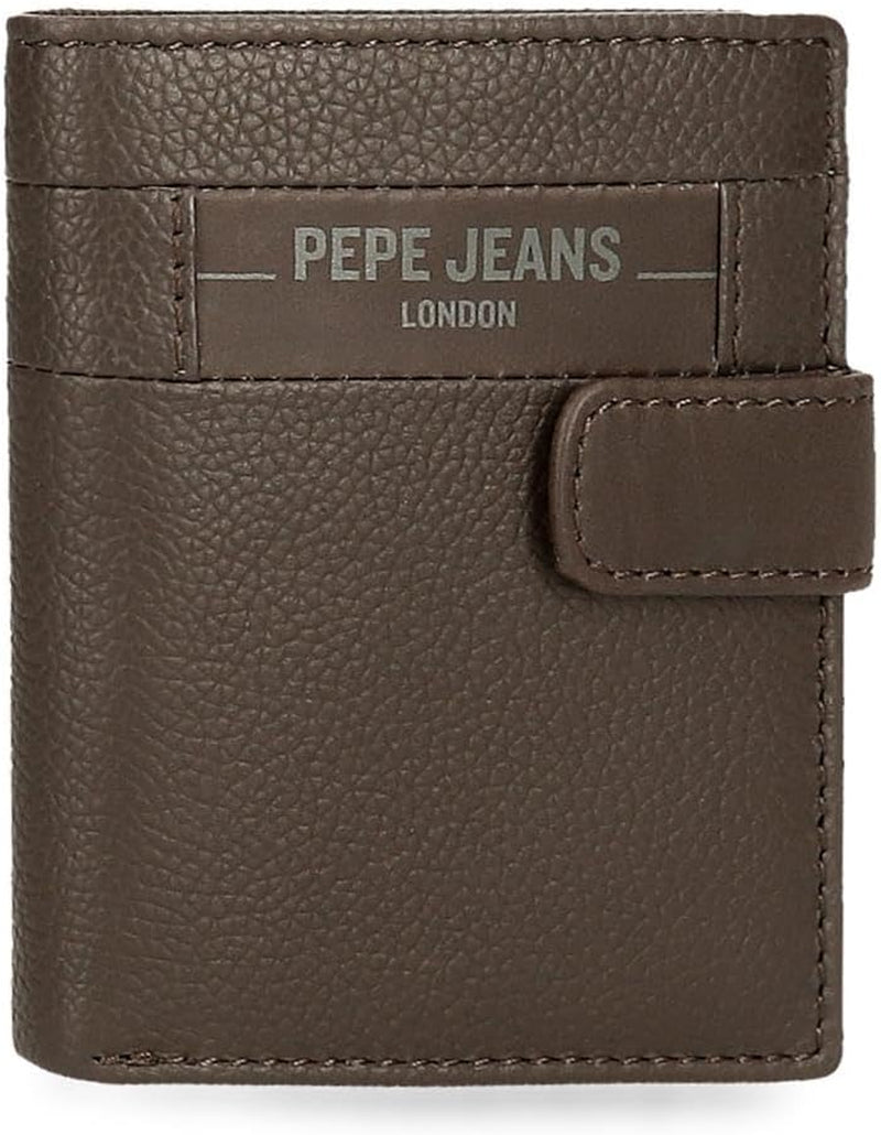 Pepe Jeans Checkbox Koeienhuid Portemonnees Zwart Bruin Blauw Grijs Herenportemonnee Naty Shop Bruin Click Wallet