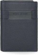 Pepe Jeans Checkbox Koeienhuid Portemonnees Zwart Bruin Blauw Grijs Herenportemonnee Naty Shop Blauwe verticale portemonnee