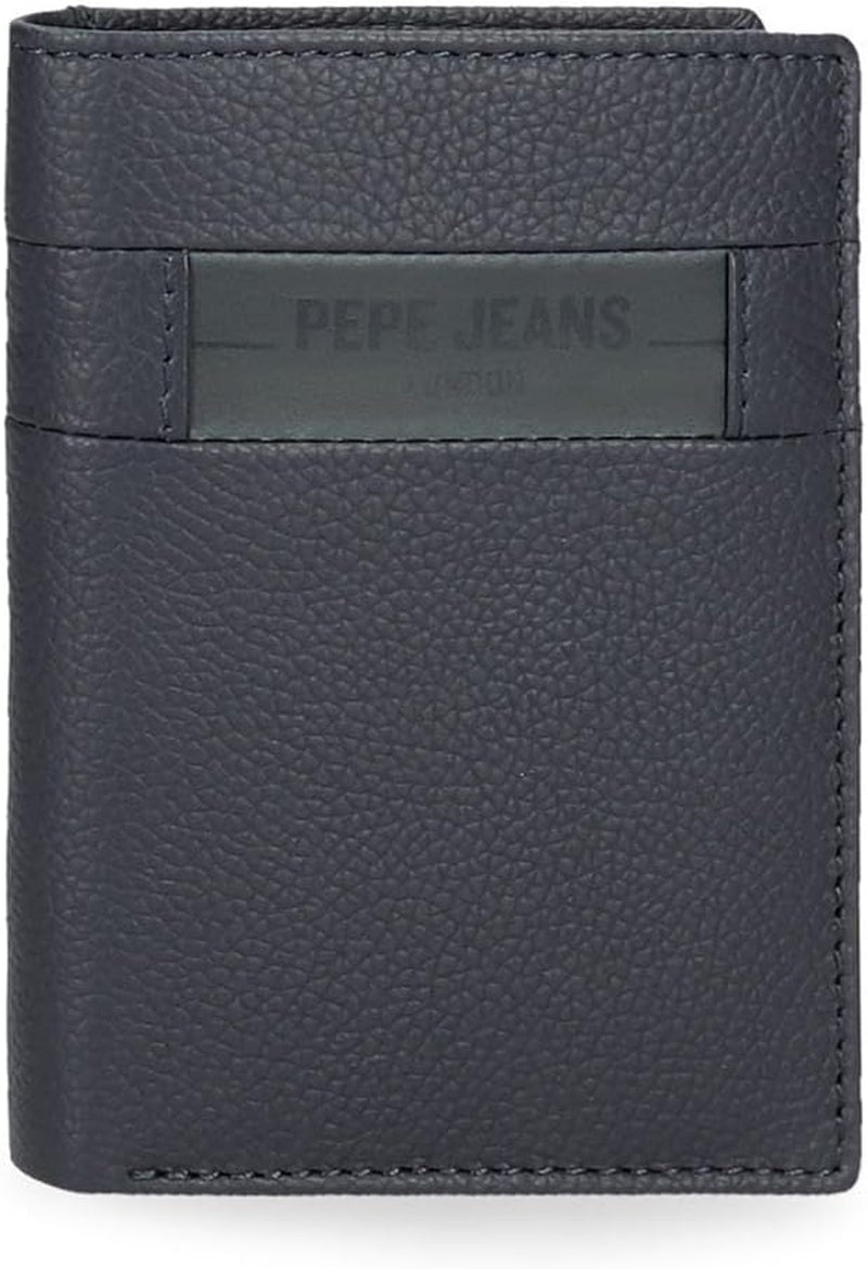 Pepe Jeans Checkbox Koeienhuid Portemonnees Zwart Bruin Blauw Grijs Herenportemonnee Naty Shop Blauwe verticale portemonnee