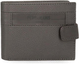 Pepe Jeans Checkbox Zwart Bruin Blauw Grijs Koeienhuid Portemonnees Portemonnees Heren Naty Shop Grijze Horizontale Portemonnee