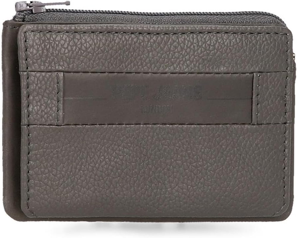 Pepe Jeans Checkbox Zwart Bruin Blauw Grijs Koeienhuid Portemonnees Herenportemonnee Naty Shop Grijze kaarthouder