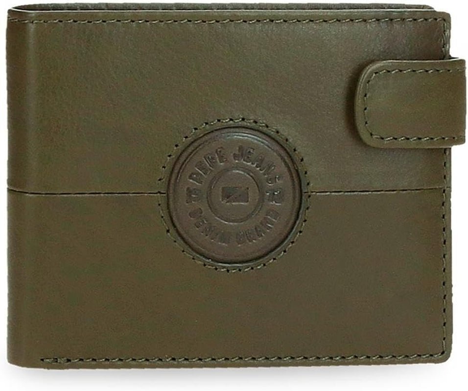 Pepe Jeans Cracker koeienhuid portemonnees, zwart, bruin, groen, verschillende maten herenportemonnee Naty Shop groene verticale klikportemonnee