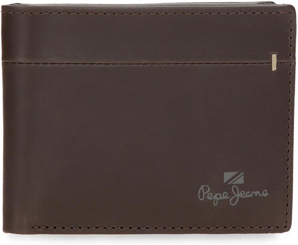 Pepe Jeans Staple portemonnees en portemonnees van koeienhuid, zwart, bruin, marineblauw, verschillende maten herenportemonnee Naty Shop bruine Staple portemonnee