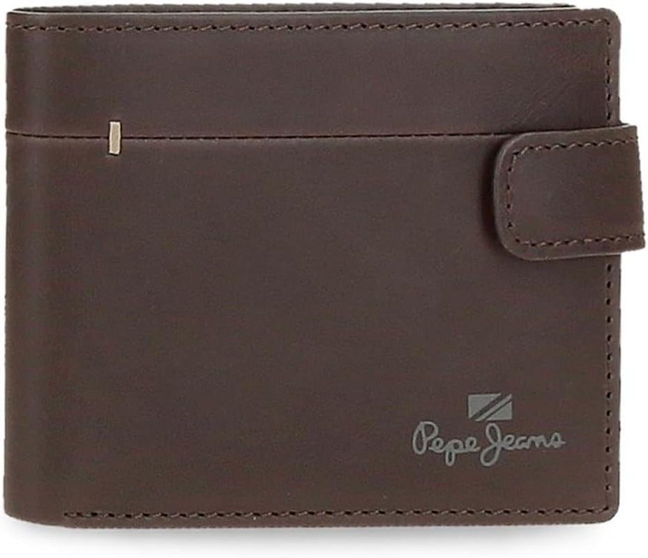 Pepe Jeans Staple koeienhuid portemonnees en portemonnees, zwart, bruin, marineblauw, verschillende maten herenportemonnee Naty Shop bruine verticale portemonnee