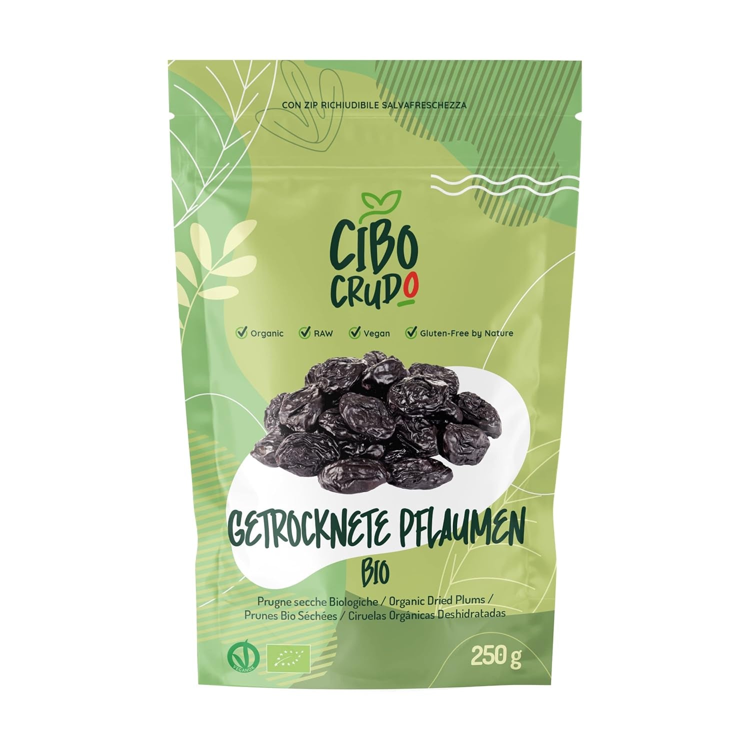 Gedroogde en pitloze biologische pruimen - 500 g. Rauwe ongezwavelde pruimen, zonder toegevoegde suikers of toevoegingen. Ecologische pruimen als aromatisch gedroogd fruit. Pruimen zonder pit. Naty Shop gedroogde producten 250 G (1 verpakking)