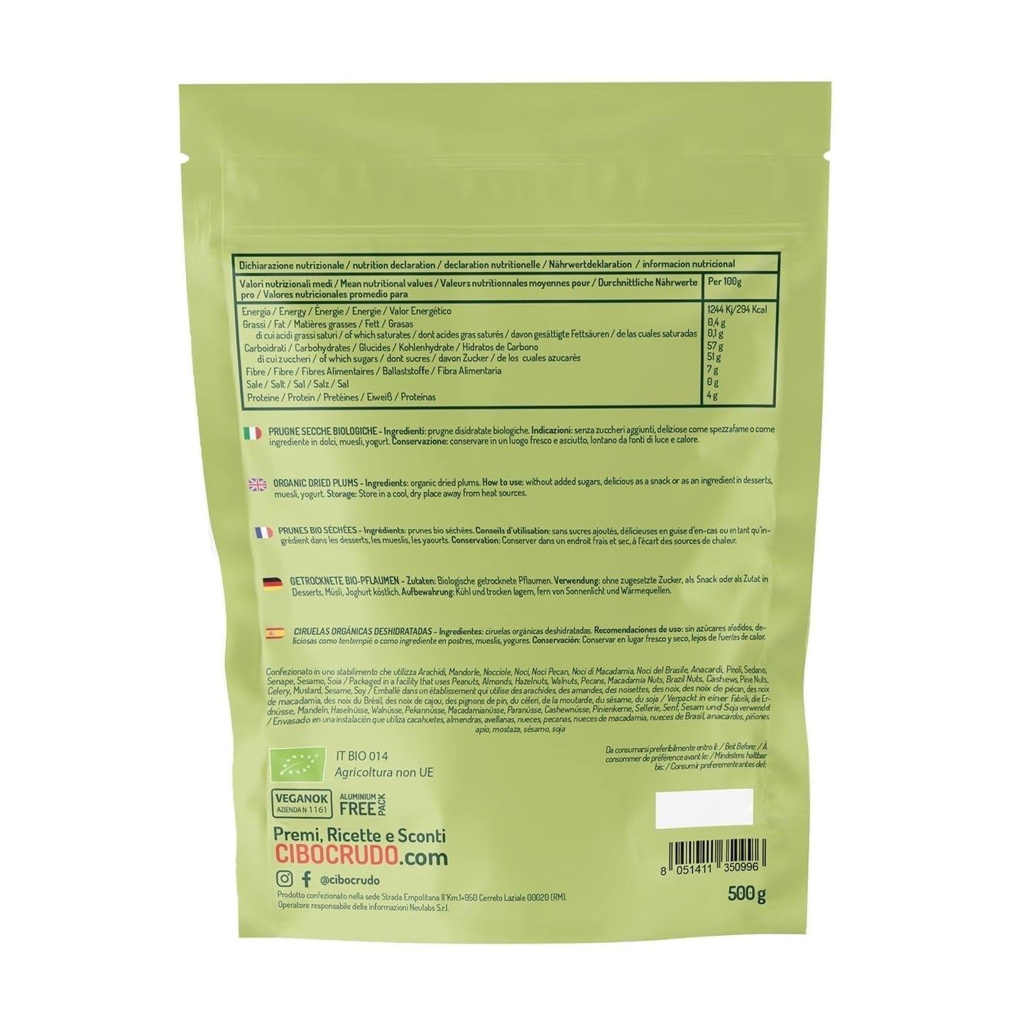 Gedroogde en pitloze biologische pruimen - 500 g. Rauwe ongezwavelde pruimen, zonder toegevoegde suikers of toevoegingen. Ecologische pruimen als aromatisch gedroogd fruit. Pruimen zonder pit. Naty Shop gedehydrateerde producten