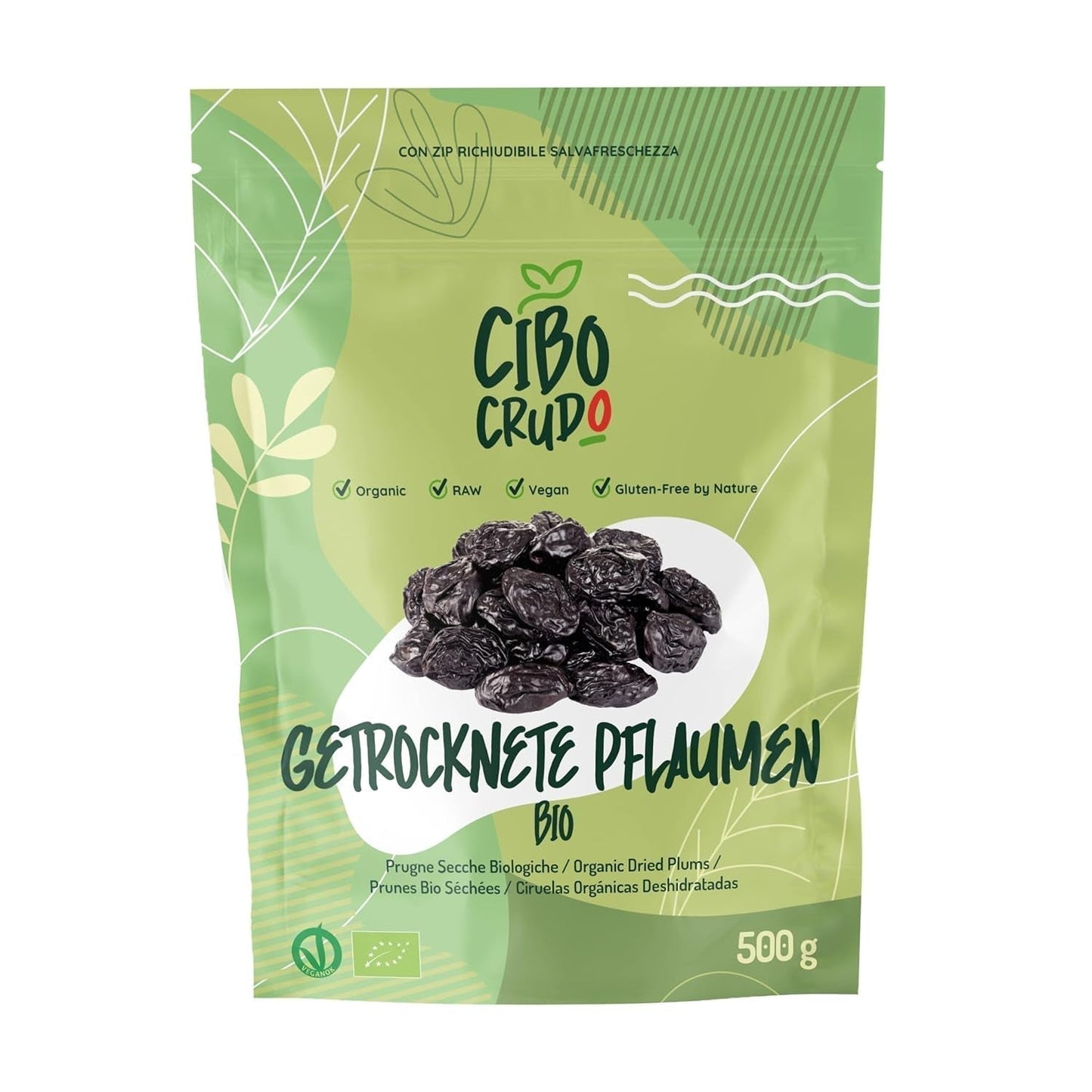Gedroogde en pitloze biologische pruimen - 500 g. Rauwe ongezwavelde pruimen, zonder toegevoegde suikers of toevoegingen. Ecologische pruimen als aromatisch gedroogd fruit. Pruimen zonder pit. Naty Shop gedroogde producten 500 G (1 verpakking)