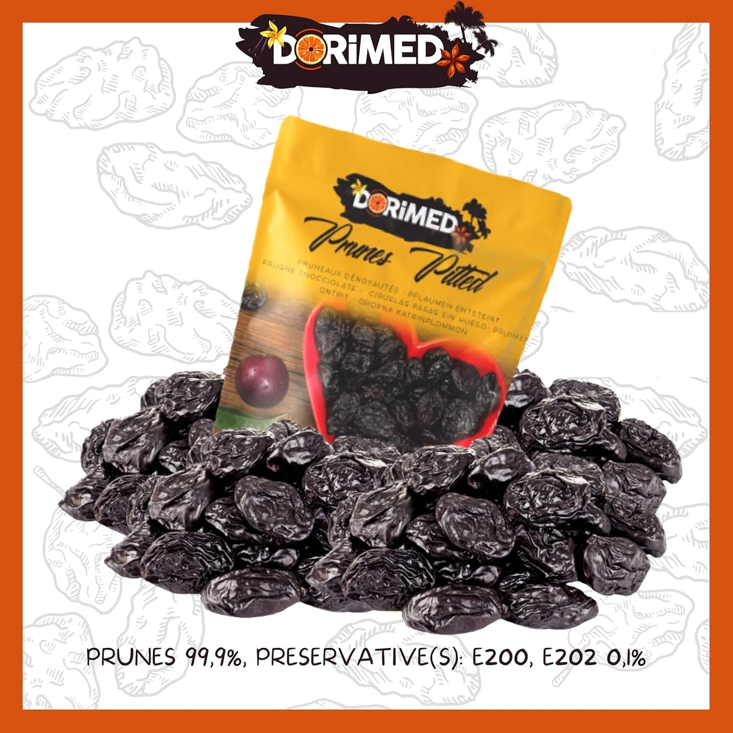 Pruimen 1 kg | Steenloze pruimen uit Agen | Mals, zacht, smaakvol en sappig | Hele, grote, ongezoete gedroogde vruchten | Rijk aan vezels en natuurlijke antioxidanten Naty Shop gedehydrateerde producten