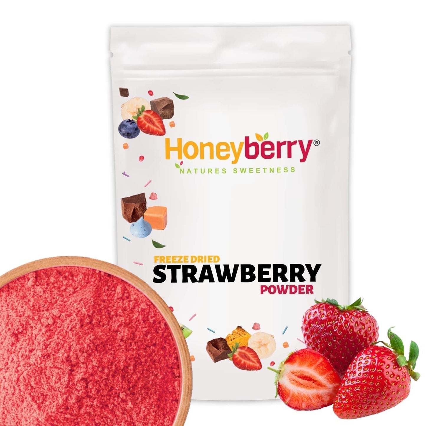 Gevriesdroogd aardbeienpoeder 250g - Gevriesdroogd fruitpoeder - Gevriesdroogd aardbeienpoeder voor bakken, smoothie en muesli - 100% natuurlijk aardbeienpoeder zonder toevoegingen Gedroogde producten Naty Shop 250G