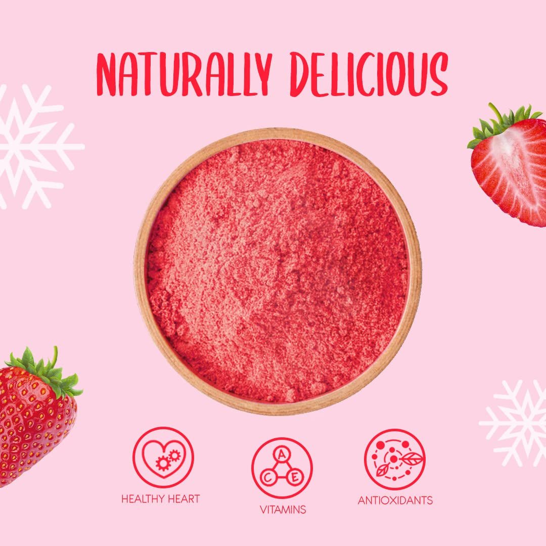 Gevriesdroogd aardbeienpoeder 250g - Gevriesdroogd fruitpoeder - Gevriesdroogd aardbeienpoeder voor bakken, smoothie en muesli - 100% natuurlijk aardbeienpoeder zonder toevoegingen Gedroogde producten Naty Shop