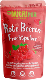 Roodfruitpoeder: 100g frambozen, rode bessen en gevriesdroogde aardbeien - gedroogd fruit zonder toegevoegde suiker, zonder inkt - smoothie bowl, smoothiepoeder - topping van NutriPur Gedehydrateerde producten Naty Shop Standaard titel