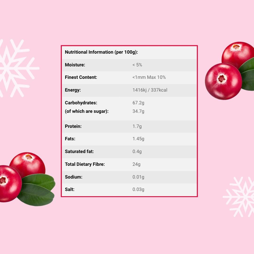 Gevriesdroogd cranberrypoeder 250g - Gevriesdroogd fruitpoeder - Gevriesdroogd cranberrypoeder voor bakken, smoothies en muesli - 100% natuurlijk cranberrypoeder zonder toevoegingen Gedroogde producten Naty Shop