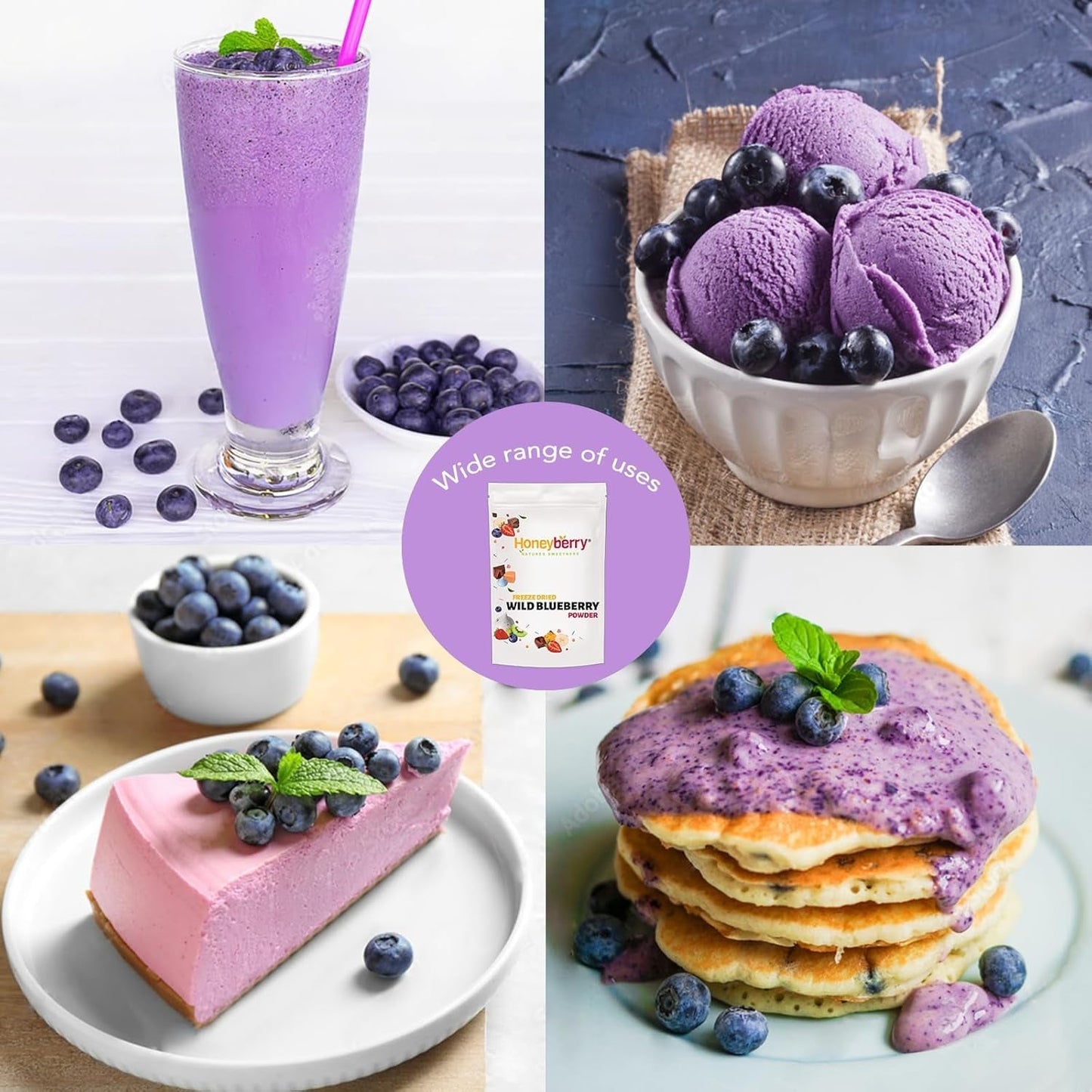 Gevriesdroogd bosbessenpoeder 100g - Gevriesdroogd fruitpoeder - Gevriesdroogd bosbessenpoeder voor bakken, smoothie en muesli - Natuurlijk bosbessenpoeder zonder toevoegingen Gedroogde producten Mijn winkel