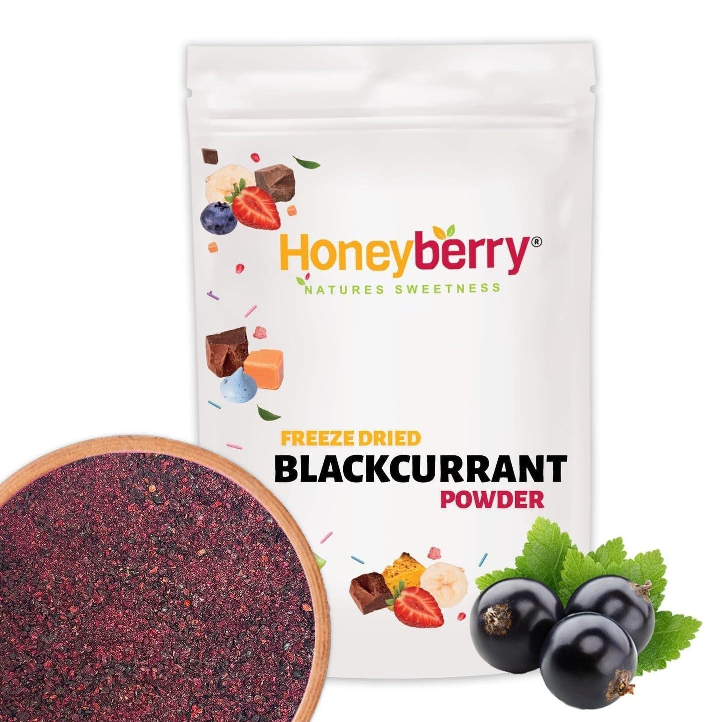 Gevriesdroogd zwarte bessenpoeder 100g - Gevriesdroogd fruitpoeder - Zwarte bessenpoeder voor smoothies en bakken - Natuurlijk zwarte bessenpoeder zonder toevoegingen Gedroogde producten Naty Shop 100G