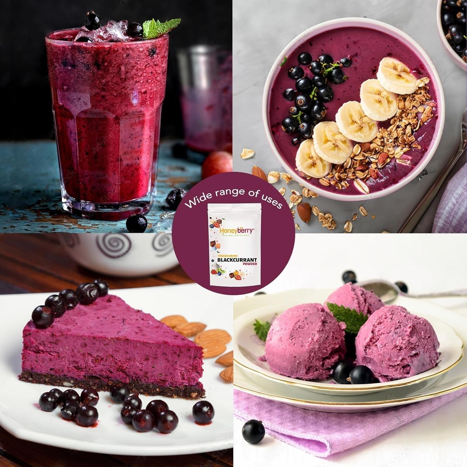 Gevriesdroogd zwarte bessenpoeder 100g - Gevriesdroogd fruitpoeder - Zwarte bessenpoeder voor smoothies en bakken - Natuurlijk zwarte bessenpoeder zonder toevoegingen Gedroogde producten Naty Shop