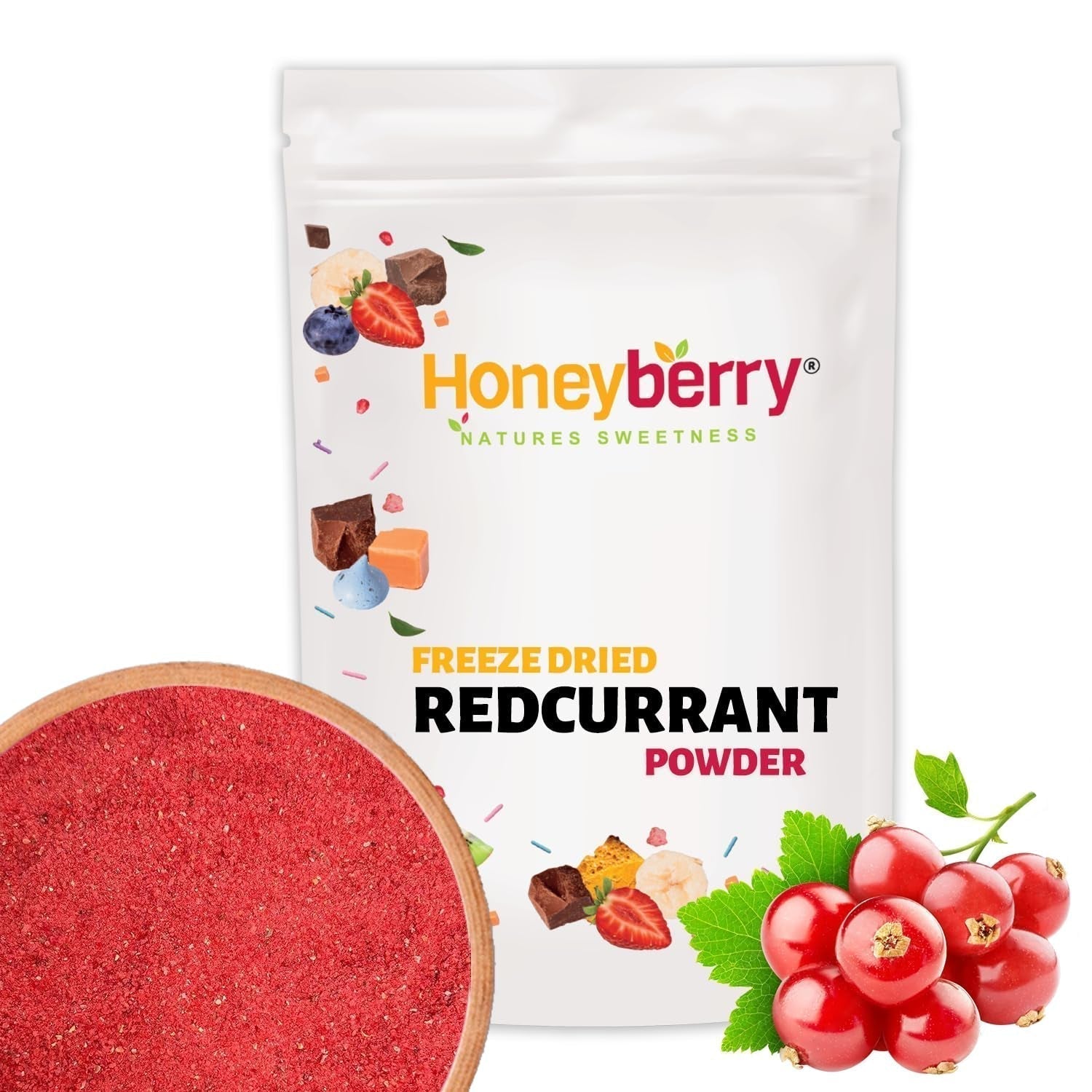 Gevriesdroogd rode bessenpoeder 100g - Gevriesdroogd fruitpoeder - Rode bessenpoeder voor smoothies en bakken - Natuurlijk bessenpoeder zonder toevoegingen Gedroogde producten Naty Shop 100G