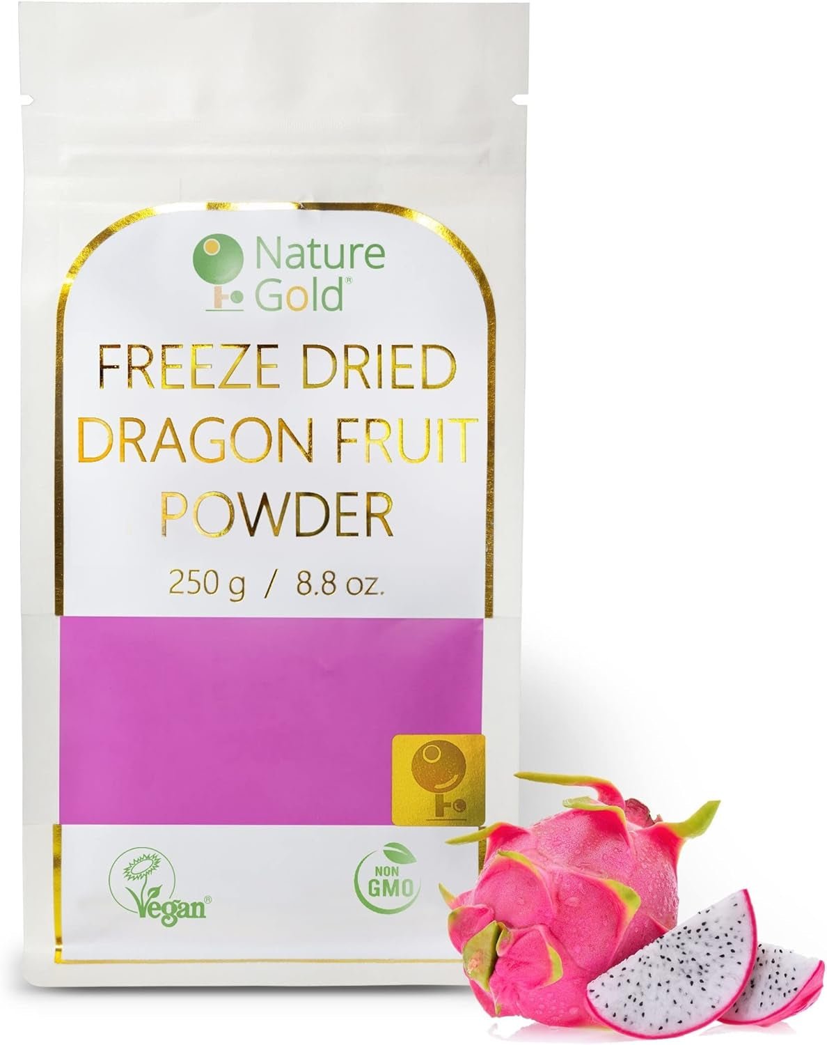 Gevriesdroogd drakenfruitpoeder | 250g 100% natuurlijk en veganistisch | niet-GMO | geen suiker en geen toevoegingen ~*~ Gedehydrateerde producten Naty Shop Standaard titel