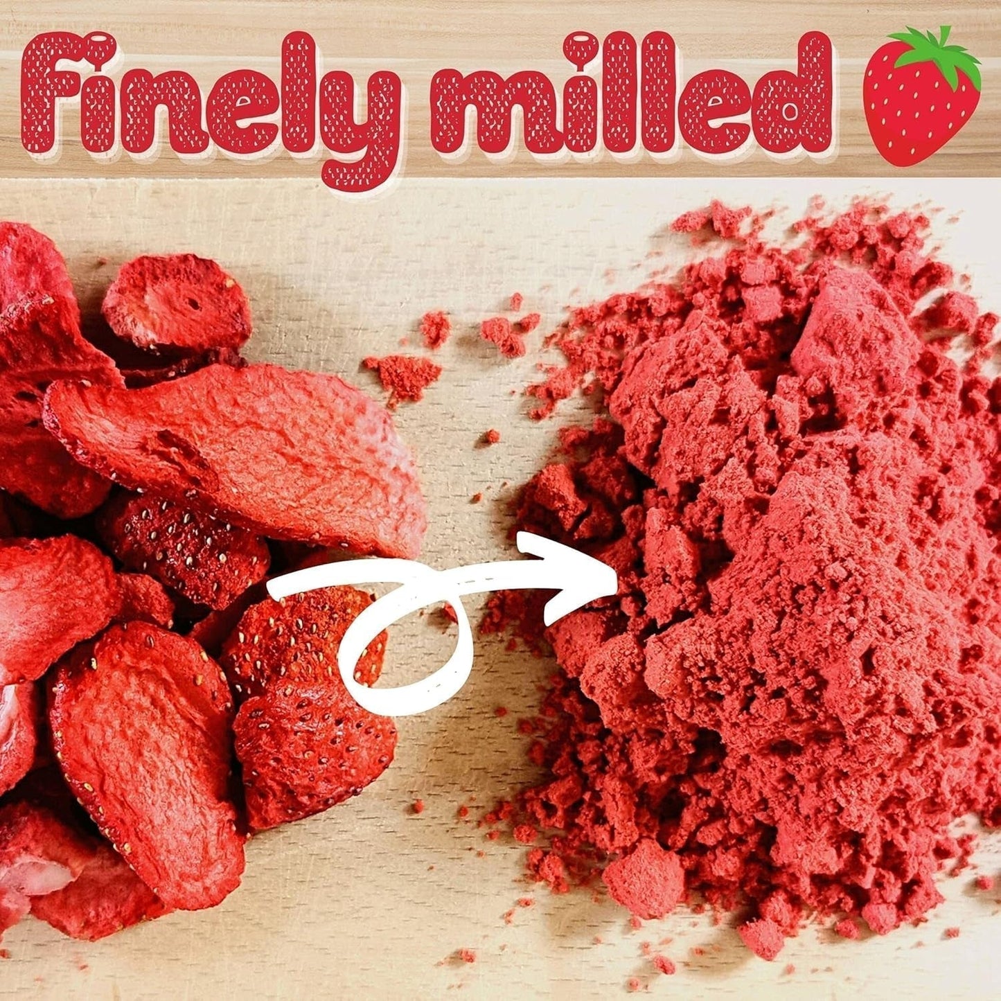 Gevriesdroogd fruitpoeder Aardbeienpoeder | Gevriesdroogd Aardbeienpoeder Aardbeienpoeder | Aardbeienpoeder Smoothie Aardbeienpudding Gedroogd fruit (100g) Gedroogde producten Naty Shop