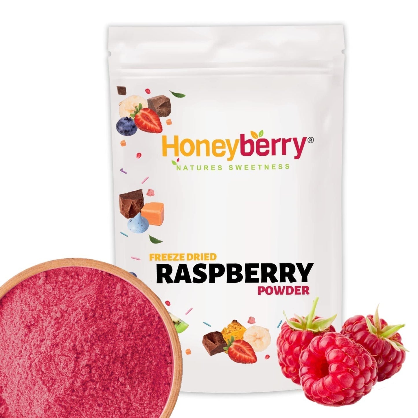 Gevriesdroogd frambozenpoeder 100g - Gevriesdroogd fruitpoeder - Gevriesdroogd frambozenpoeder voor bakken, smoothies en muesli - 100% natuurlijk frambozenpoeder zonder toevoegingen Gedroogde producten Naty Shop 100G