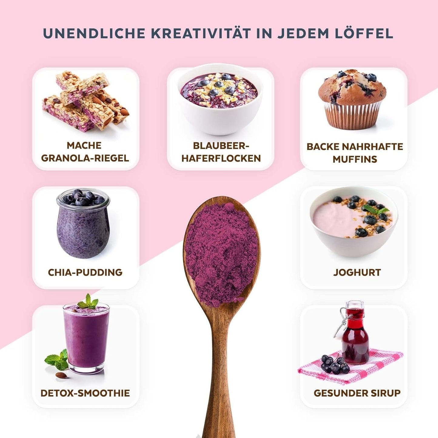 Biologisch wilde bosbessenpoeder, gevriesdroogde hele bosbessen, 100% rauwe voedselkwaliteit, rijk aan antioxidanten en vitamine C, geen toegevoegde suikers, geoogst in Noord-Europa Gedroogde producten Naty Shop