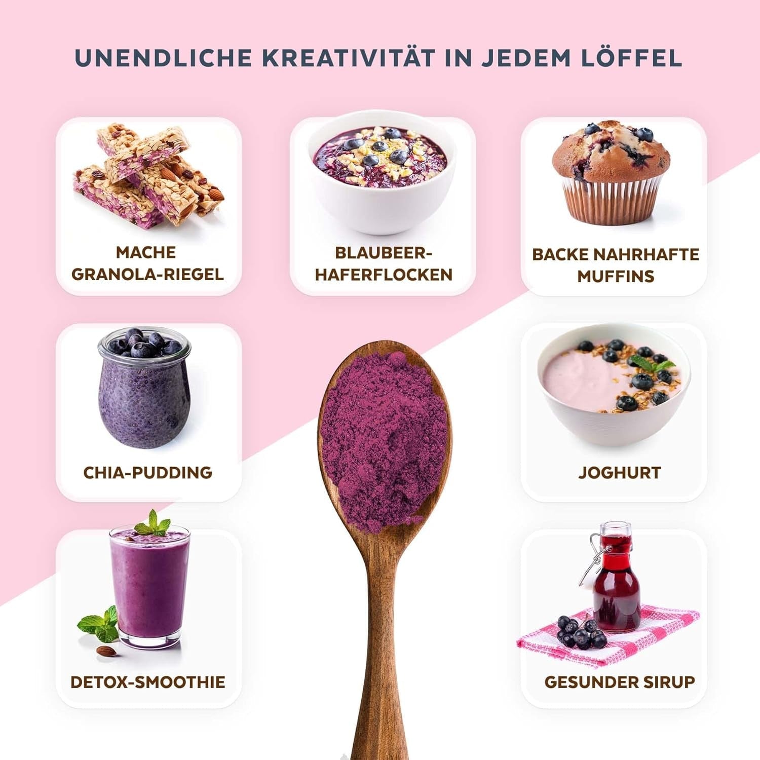 Biologisch wilde bosbessenpoeder, gevriesdroogde hele bosbessen, 100% rauwe voedselkwaliteit, rijk aan antioxidanten en vitamine C, geen toegevoegde suikers, geoogst in Noord-Europa Gedroogde producten Naty Shop
